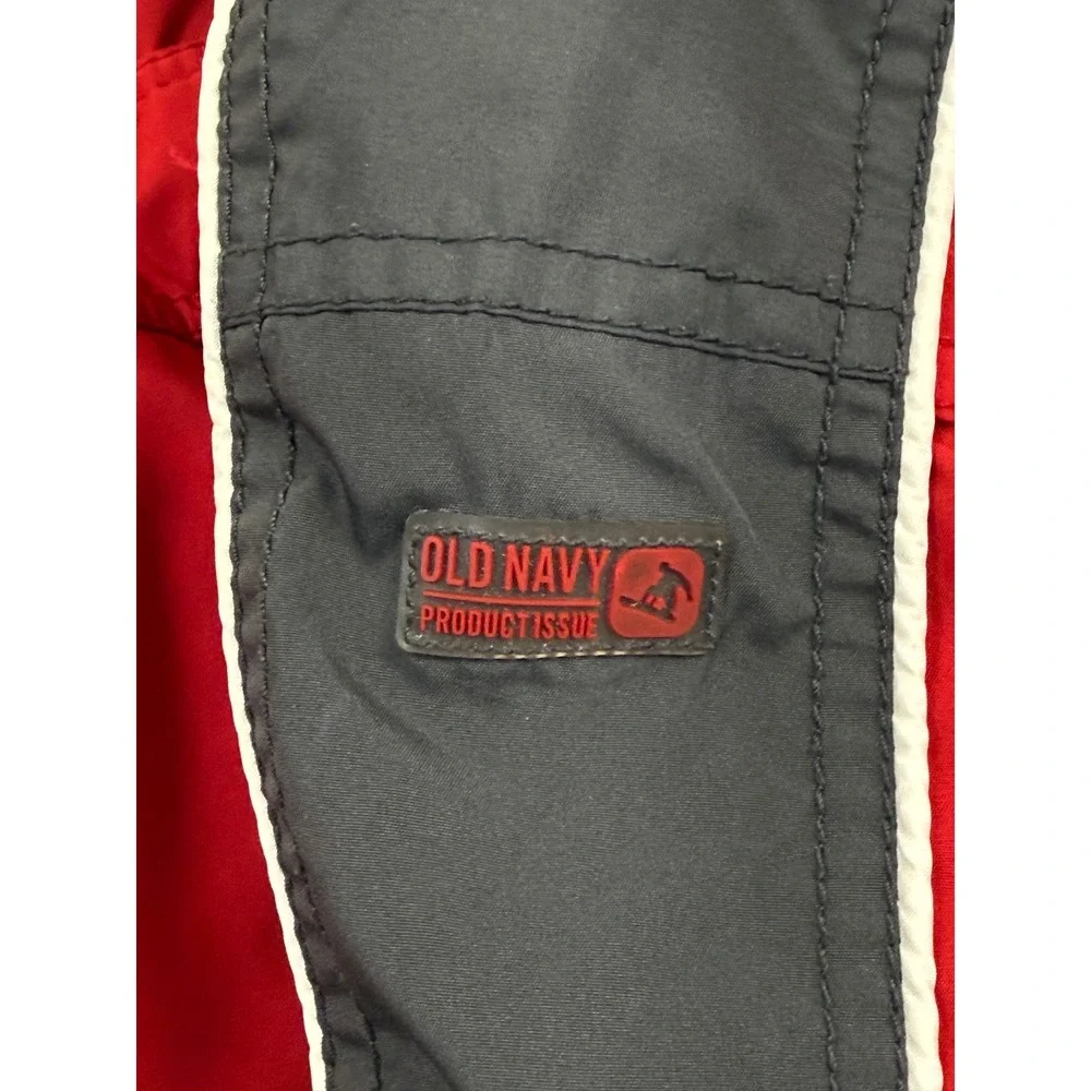 Old Navy Toddler Unisex Red‎ Grey Colorblock Fleece Lined Hooded Snowsuit 2T